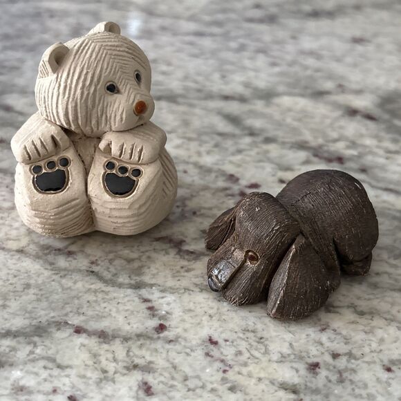 Vintage Artesania Rinconada Art Pottery Hand Crafted Clay Figurines Bear + Dog - Picture 4 of 6